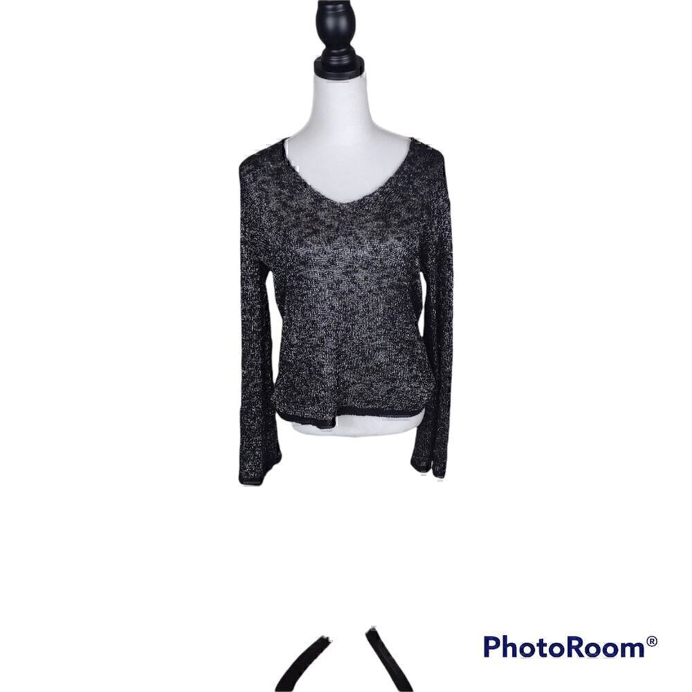 Zara long sleeve mesh top with Bell Sleeves size Medium color Black.